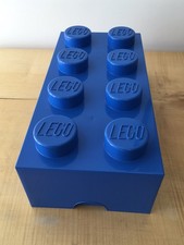 Genuine Large Lego 4x2 Brick&Stud Blue Storage BoX  Stackable 50x25x15cm- VGC**