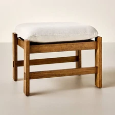 Wood Frame Ottoman with Attached Cushion - Cream - Hearth & Hand