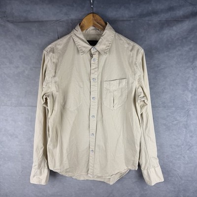 Rag Bone Shirt Mens Small Button Up Long Sleeve Cotton Lyocell Beige
