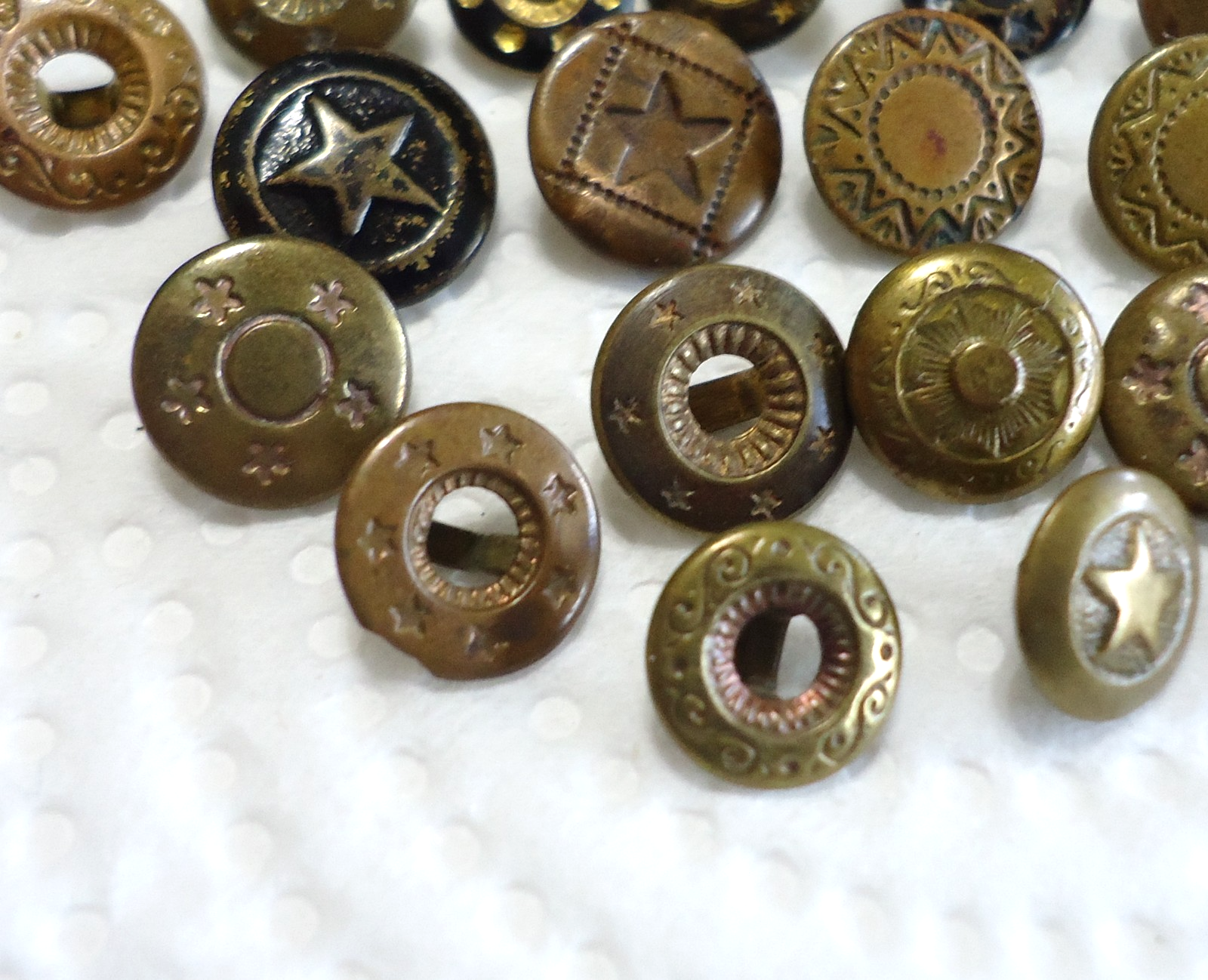 Button Metal Work Lot of 22 Antique Diminutive Small Metal Uniform Work Buttons 5/16