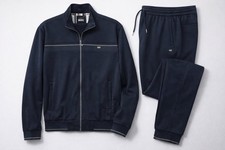 Men  s Navy Tracksuit Set Zip Jacket  Pants 2 Piece Outfit Logo Pockets