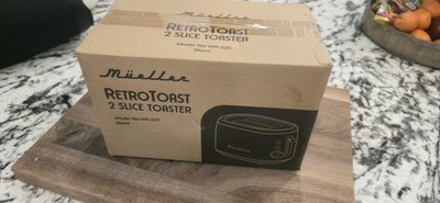 Mueller Retro Toaster 2 Slice with 7 Browning Levels and 3 Functions - Black