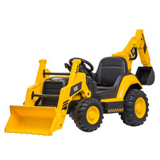 Kid Trax 12V CAT Backhoe Loader Ride-On Excavator with Working Loaders, MP3, Rea