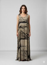 Womens Plus Size Curve Bubble Dress Abstract Print  Pocket Maxi Free Size -  P18