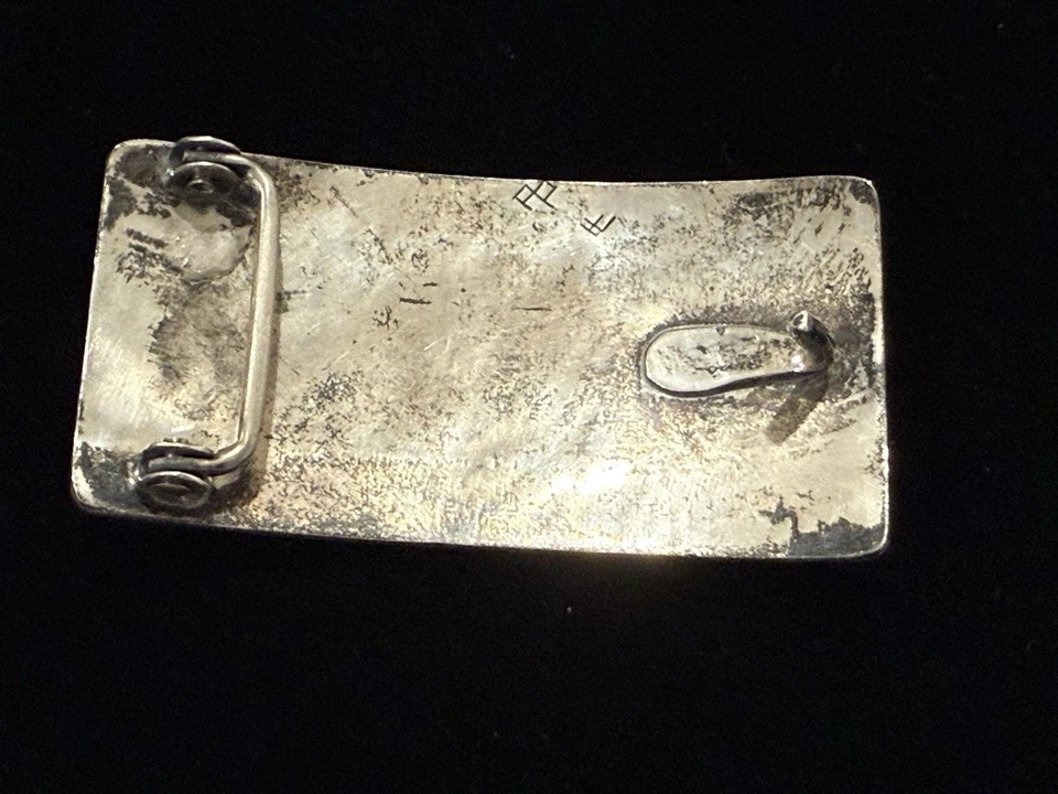 Old Pawn Sterling Silver 925   Belt Buckle Hopi Signed Steven Sockyma - Image 2 of 4