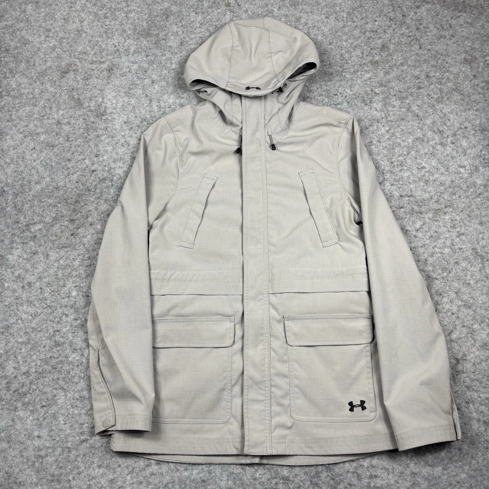 Under Armour Storm1 Jacket Mens Small Gray Hooded Waterproof Parka Coat