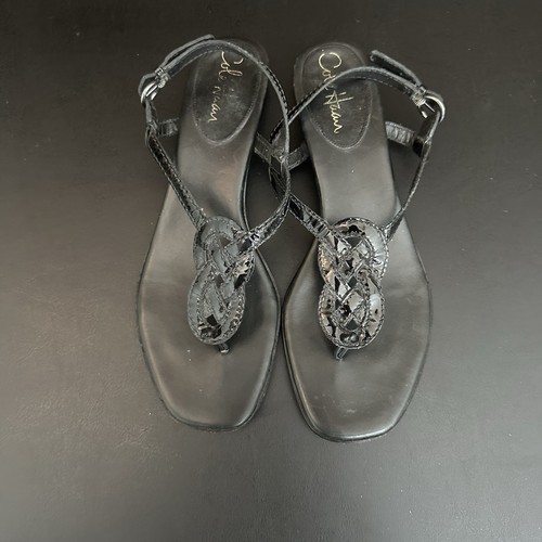 Cole Haan Black Patent Leather Infinity Knot Slingback Sandals Women’s 8.5 - Picture 5 of 7