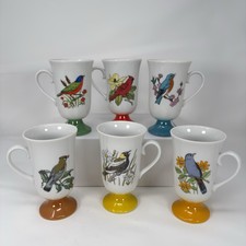 VTG Fred Roberts Song Bird Footed Irish Coffee Mugs Set Of 6 Mid Century Modern