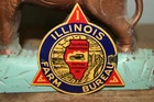 Original Vintage 1930's Illinois Farm Bureau License Plate Topper Porcelain Sign