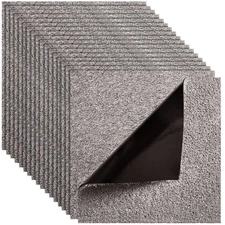 Uimoso 18x18 inch Carpet Tiles, 10 Pack, Self-Adhesive, Dark Brown