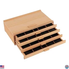 Cezanne Creative Mark 4-Drawer Birch Wood Pastel Storage Box - Brown Organizer