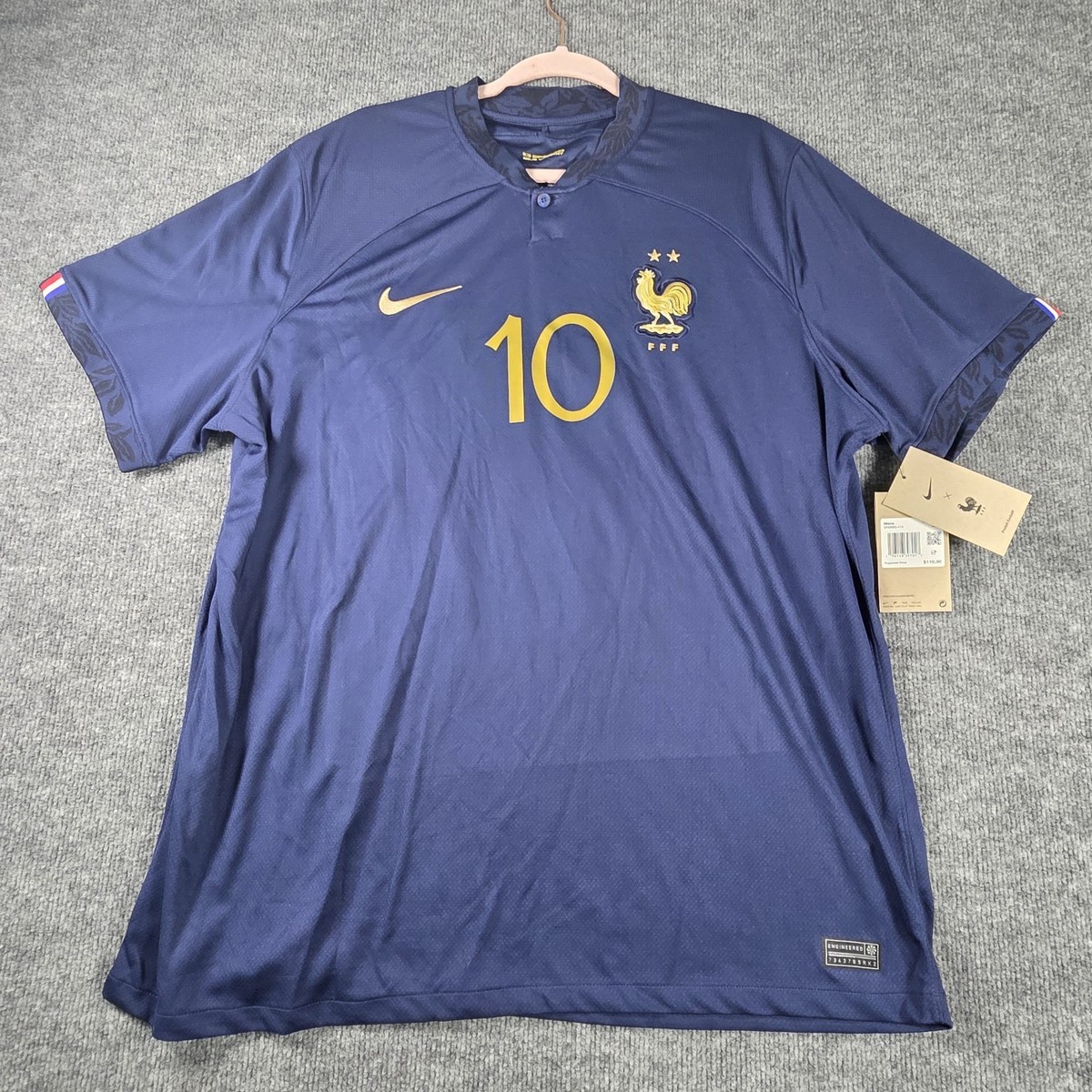 2022 World Cup Nike Dri-Fit France Kylian Mbappe Home Jersey XXL