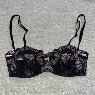CHANTAL THOMASS Victoria s Secret Underwire Bra 32C Pink Black Lace Bows New