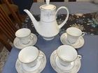Noritake Legendary Sweet Leilani Coffee Pot  3482, 4 Cups & Saucers