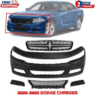Front Bumper Cover Primed & Grille Assembly For 2022-2023 Dodge Charger