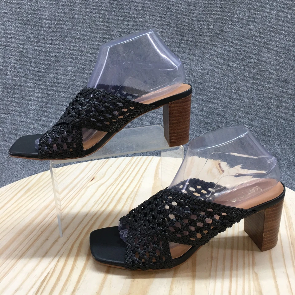 Sandalias Kensie para mujer 9 M Khadi Mule Slides negras imitación cuero tacones informales NUEVAS Foto 2 de 4