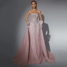 Spaghetti Strap Detachable Skirt Formal Prom Wedding Party Gown Customized