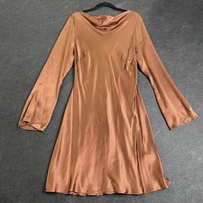 ANTHROPOLOGIE Long-sleeve Cowl-neck Mini Dress Women's Size XL Brown