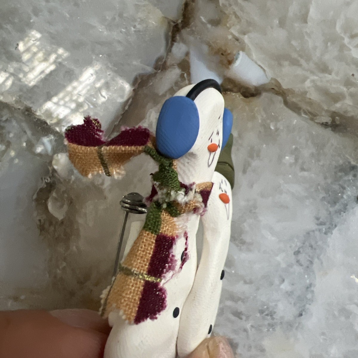 Roberta’s Originals Snowman Couple Brooch Handmade Polymer Clay Signed Christmas View 2