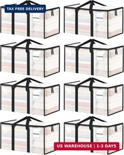 8 Pack Extra Large Clothes Storage Bins with Lids, Moving Bags, Clear Storage