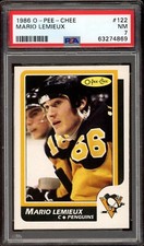 1986-87 O-pee-chee opc NHL #122 Mario Lemieux HOF PSA 7 NM Pittsburgh Penguins