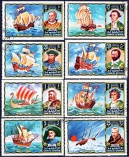 UMM AL QIWAIN /EXPLORERS CTO COLUMBUS, SAIL SHIPS, VIKINGS, POLAR RESEARCH