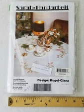 Vtg Sarah-Handarbeit Prestamped Table Cloth For Embroidery Kit Kugel-Glanz