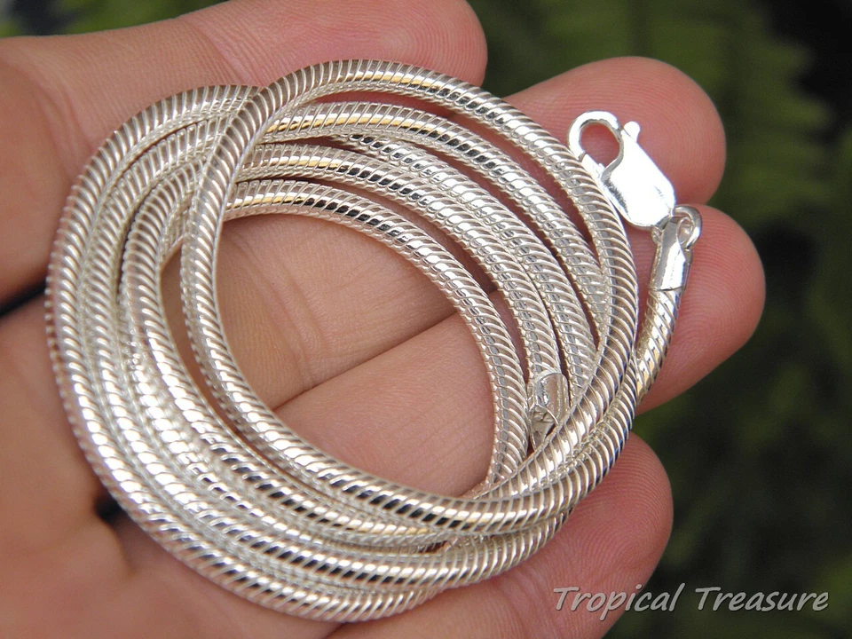 SNAKE Chain - 100% SOLID 925 Sterling Silver (options) - image 2 of 4