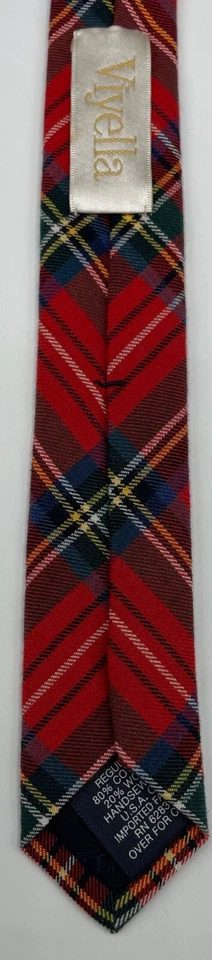 Corbata para hombre LANDS' END lana + mezcla de algodón ~ roja ~ tartán ~ cosida a mano EE. UU.! Foto 4 de 4