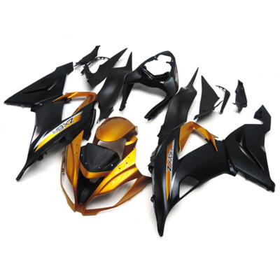 シックスティセカンズ　ゴールド Fairings for 2013 2018 Kawasaki Ninja ZX6R Plastic Injection Black