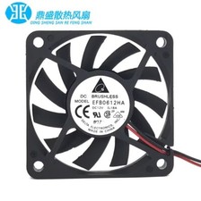 Delta EFB0612HA 6010 DC12V 0.18A 6CM 2-Wire Dual Ball Cooling Fan