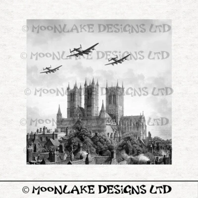 MOONLAKE FABRICS Lancasters über Lincoln Cathedral Stoff Panel quadratisch 100 % Baumwolle oder Polyester