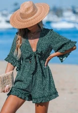 Hesperus Rompers Tie Front Floral Size Large 