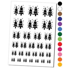Holiday Christmas Trees Snowflakes Temporary Tattoo Set