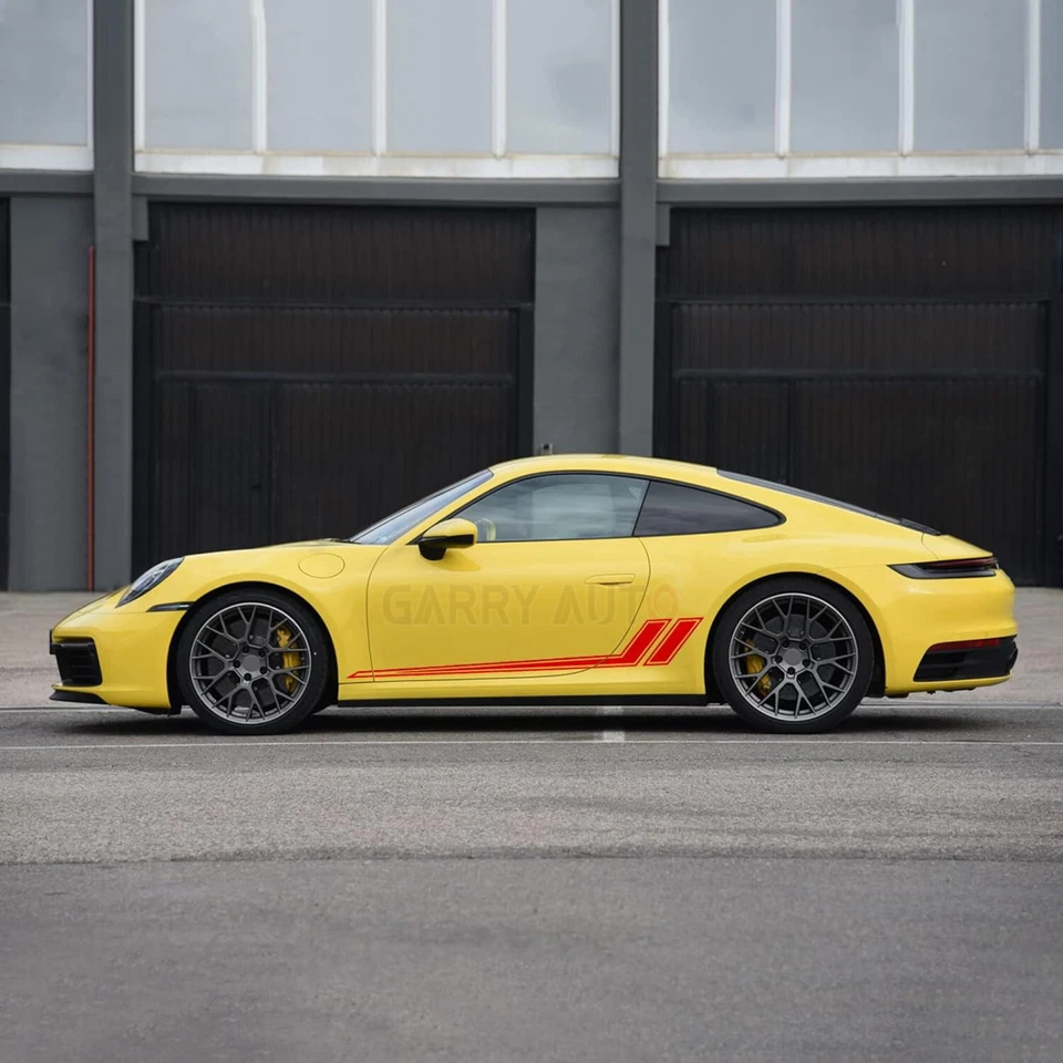 2x Pegatinas de vinilo rojas para guardabarros de puerta lateral rayas de hachís para Hyundai Elantra Veloster Foto 3 de 4