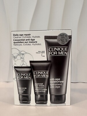 Brand New Clinique For Men Daily Age Repair Anti-Aging Skin Care Set NIB