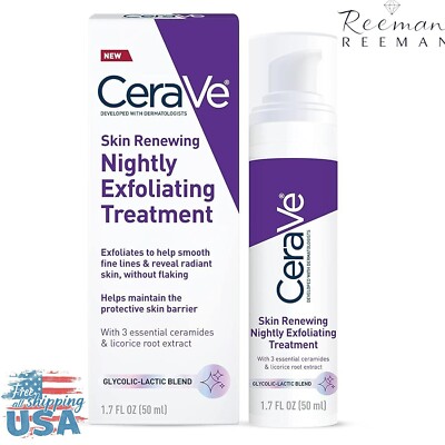 CeraVe Skin Renewing Nightly Exfoliating Treatment, Anti Aging Serum for face
