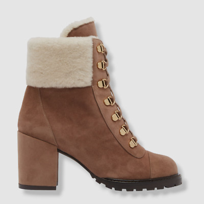 $946 Stuart Weitzman Women's Brown Kolbe II Block Chill Boot Shoes Size 8.5