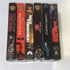 VHS LOT Of 6 Samuel Jackson Bundle 187 Negotiator Long Kiss Goodnight Time Kill
