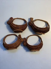 Vintage Easter Bunny Rabbit Shaped Brown Wicker Basket With Handle 6”