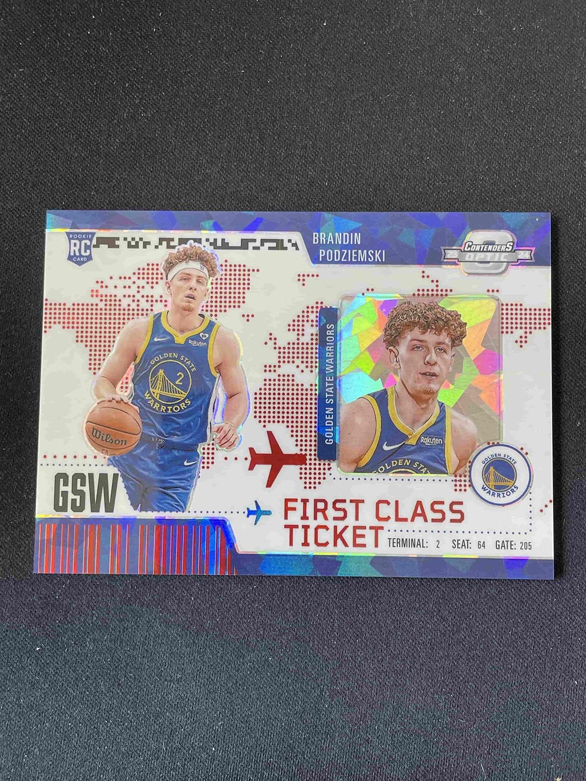 Brandin Podziemski 2023-24 Contenders Optic First Class Ticket Red Ice /175 RC