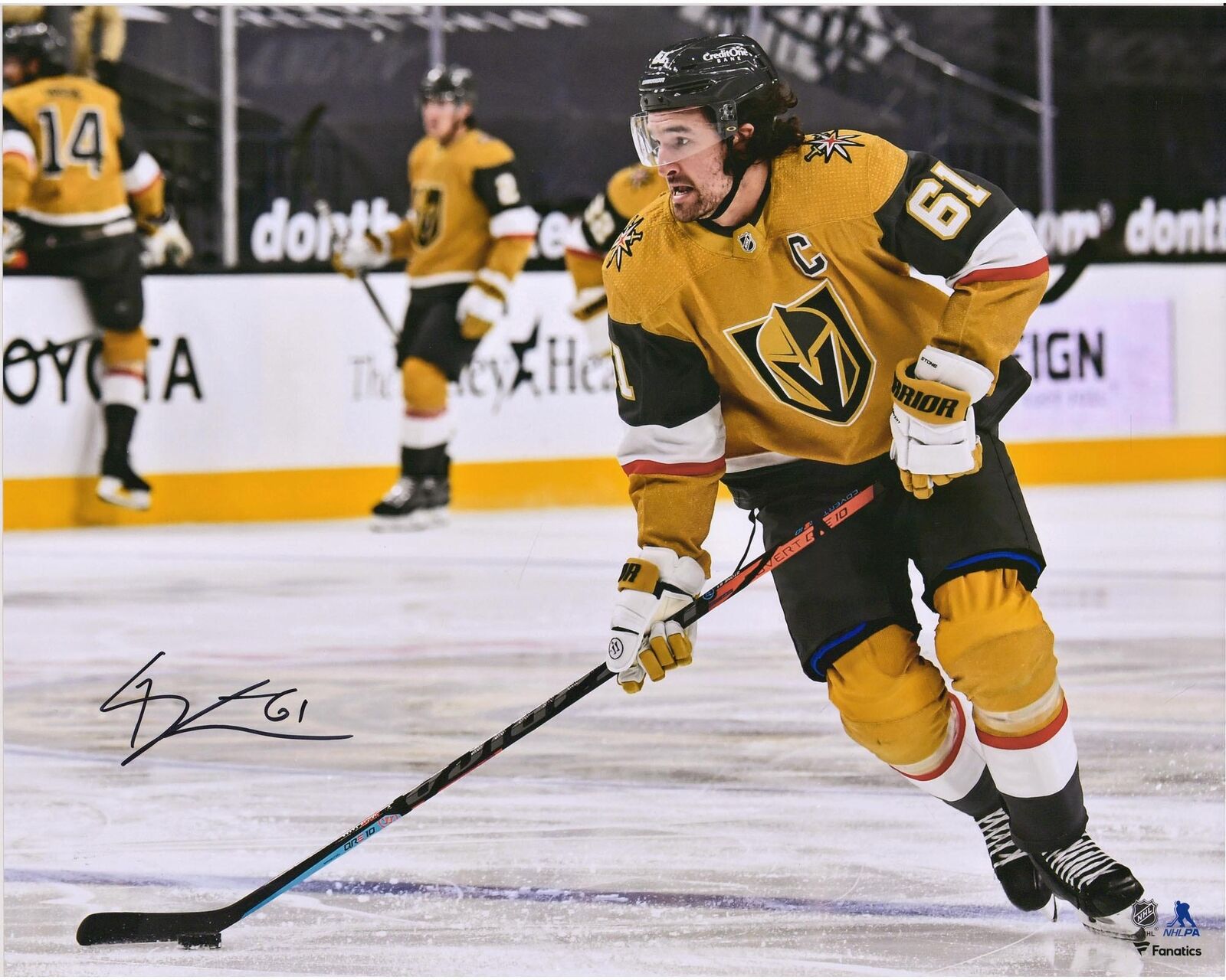 Mark Stone Vegas Golden Knights Signed 16 x 20 Gold Jersey Skating Photo