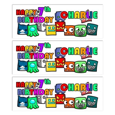 Geometry Dash Birthday Banner Boys Girls Name Age