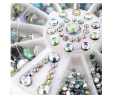 300PCS/ 1 Box Nail Color Drilling White AB Imitation Bench Drill Box 6cm [ wish