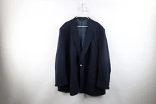 Vintage 90s Streetwear Mens 56L Distressed Suit Coat Blazer Jacket Navy Blue USA