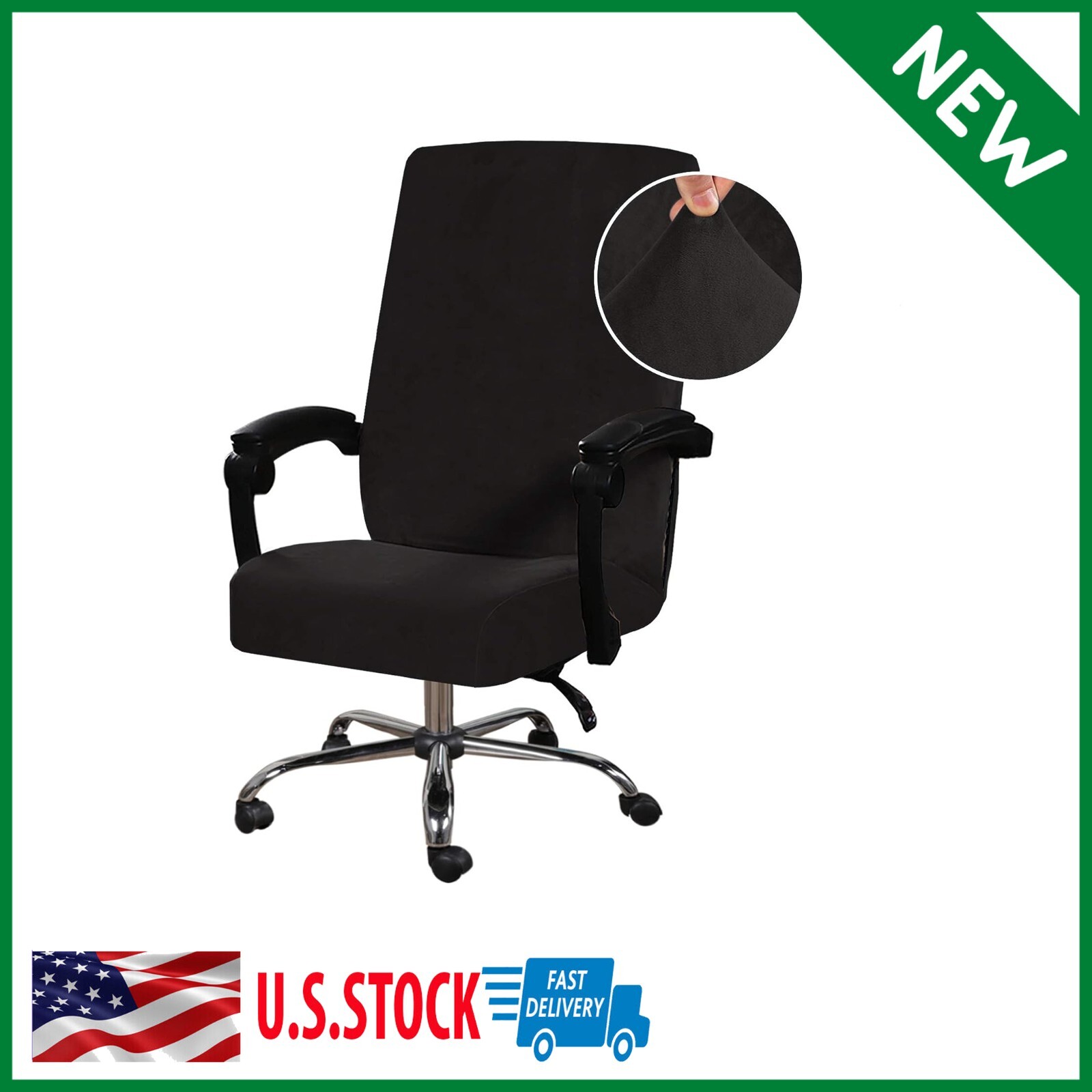Velvet Home Office Stretchable Computer Desk Chair Covers Mid High Back Black eBay