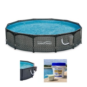 Summer Waves 12ft x 33in Outdoor Round Frame Above Ground Swimming Pool Set - Click1Get2 Promotions