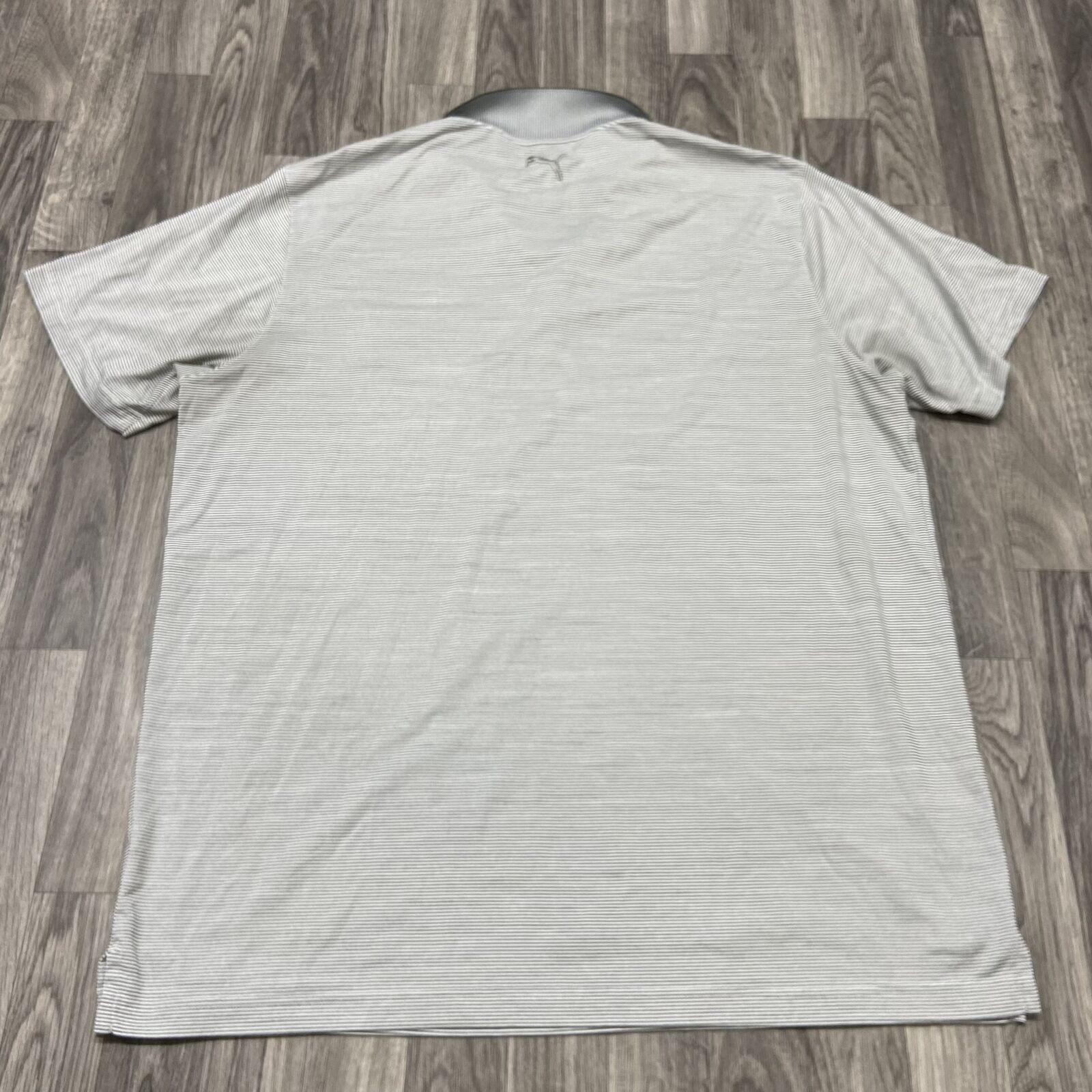 PUMA Button Front Collared Gray Striped Polo Shir… - image 3