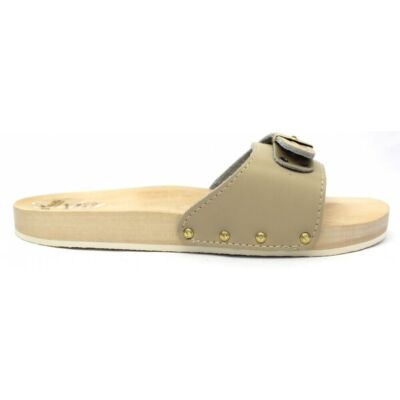 Zoccoli Mauri In Legno Per Donna – Colore Platino – Suola Legno Tomaia Ecopelle