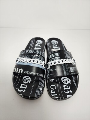 JOHN GALLIANO Newspaper-Print Chain Pool Slides US11.5 